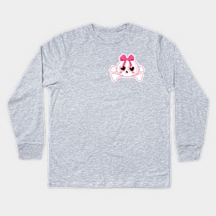 Skull with Pink Bow Kids Long Sleeve T-Shirt